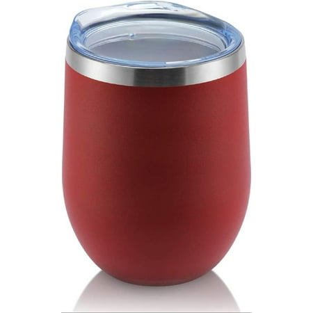 

Stainless Steel Wine Tumbler Bulk with Lid Insulated Tumblers Set 12oz Travel Coffee Cups Pack of 1 Red