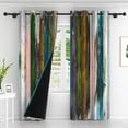 thumbnail image 2 of Lfeey Blackout Curtains, Light Blocking for Bathroom/Bedroom, 52x63 inch, 2 Panels, Colorful Wood Panels, 2 of 6