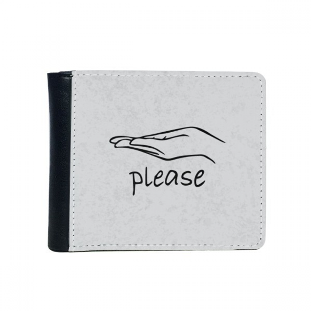 Black Hulity Personalized Gesture Flip Bifold Faux Leather Wallet Multi-Function Card Purse
