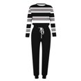 thumbnail image 4 of Frostluinai Striped Sweatsuits for Women 2 Piece Color Block Long Sleeve Tops Drawstring Wasit Sweat Pants Plus Size Lounge Sets with Pocket, 4 of 5