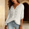 thumbnail image 6 of BODOAO Women Linen Embroidered Shirt Vacation Shirts Boho Tops Workout Tops Comfy Mexican Tunic Tops Half Sleeve 2026 Trendy Blouse Flowy Shirts Peasant Blouses V Neck Travel Top Loungewear White L, 6 of 8