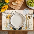 thumbnail image 4 of Yellow Gnomes Placemats Set of 4, Spring Floral Bees Daisy Branches Watercolor Placemats for Dining Table, Place Mats for Kitchen Tabletop, Waterproof Wipeable Dining Table Mats Set, 4 of 9