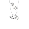 thumbnail image 2 of Delight Jewelry Silvertone Winged Peace Sign with Crown Silver tone Snowflake Charm Necklace and Stud Earrings, 2 of 4