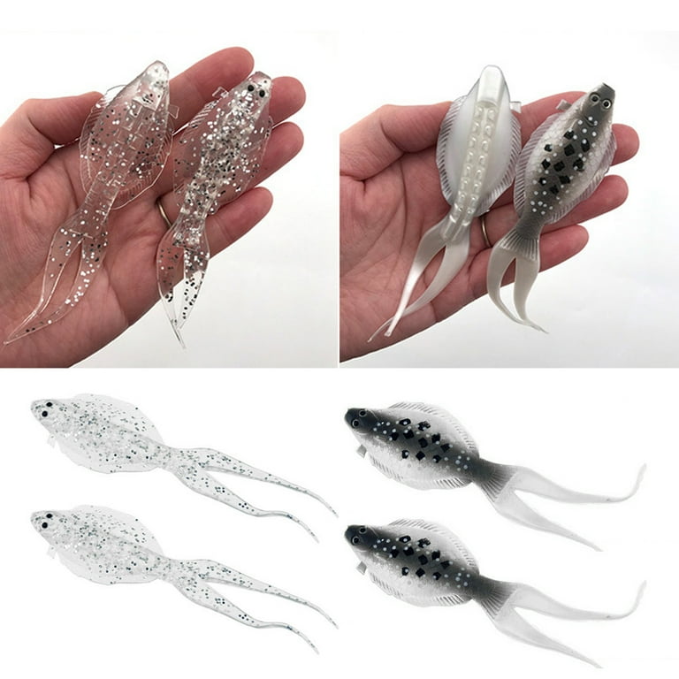 2Pcs/Set 8g 13cm Flatfish Bait Vivid Shape 3D Eyes Mini Soft Fork Tail  Flounder Silicone Bait for Outdoor 