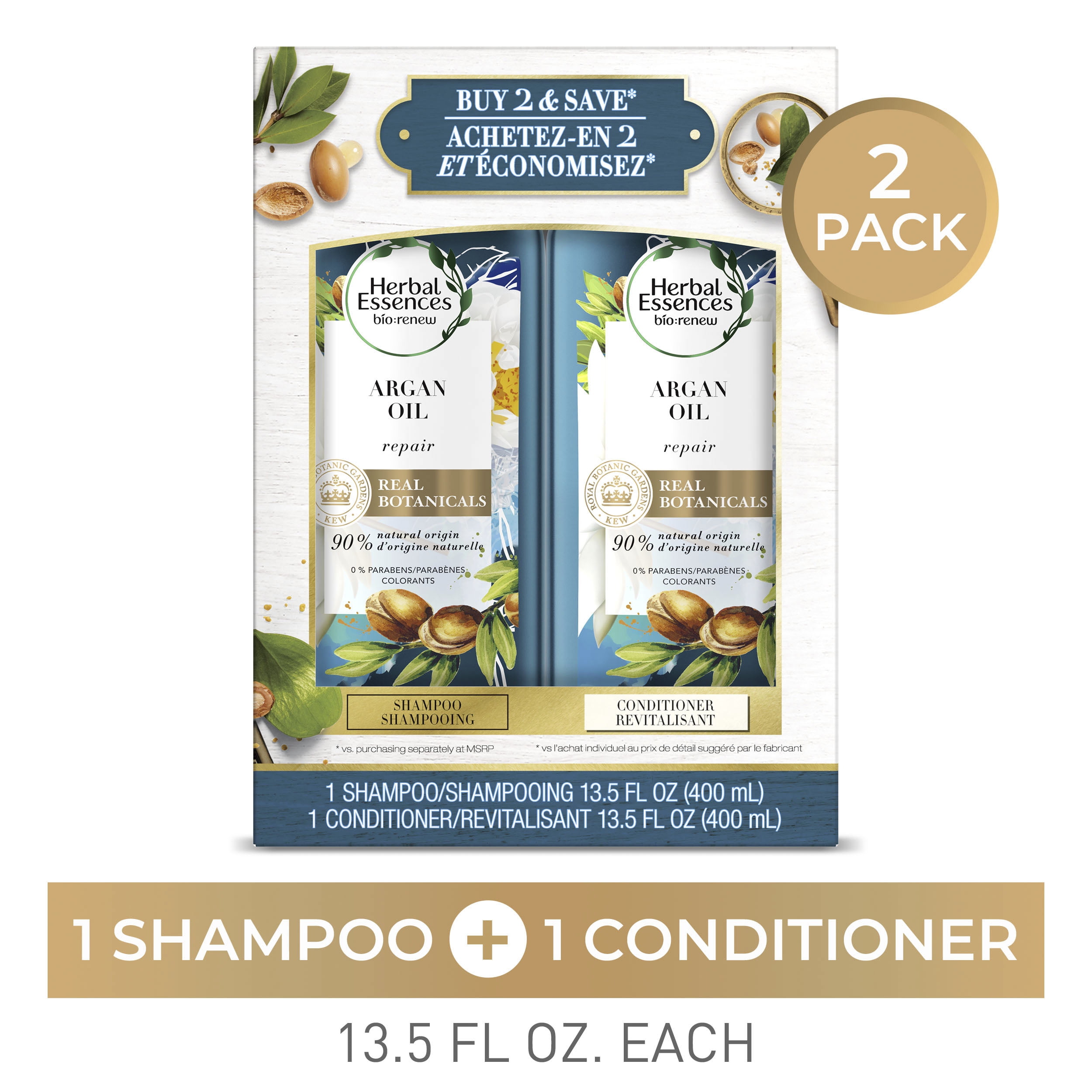 Herbal Essences BioRenew Argan Oil Shampoo Conditioner Set, 13.5 oz