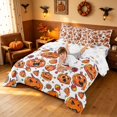 thumbnail image 4 of Homewish Cartoon Pumpkin Queen Bedding, Halloween Candy Bedding Comforter Set Queen, White Orange Red, Pumpkin Bat Reversible 7 Pieces, 4 of 7
