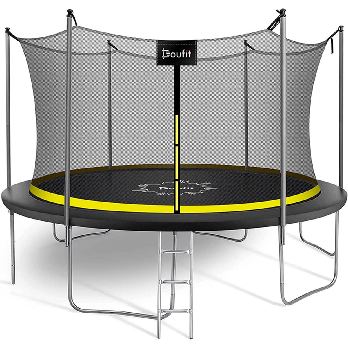 Jumping Exercise Fitness Heavy Duty Trampoline TR-06 Outdoor Recreational Rebounder Trampoline for Kids and Family Doufit 8FT 10FT 12FT Trampoline with Enclosure Net and Ladder 
