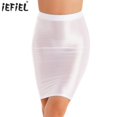 thumbnail image 2 of Minifaldas ceñidas para mujer, ropa de fiesta Rave brillante, informal, elástica, de Color sólido, de cintura alta, 2 of 5