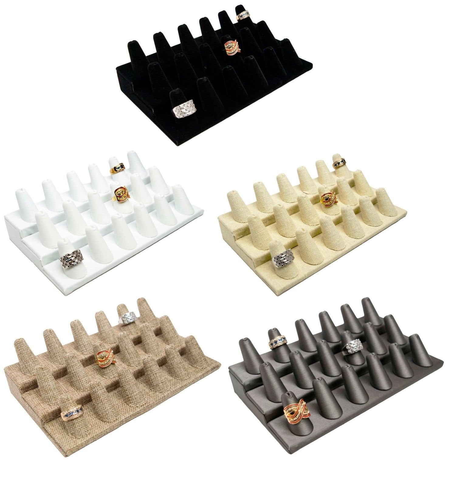 Novel Box 18 Finger Ring Stand Holder Jewelry Display 8.25X4.75X2.5