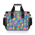 thumbnail image 7 of FORMRS Insulated Cooler Bag 24 Cans Capacity Soft Leakproof Lunch Box with Side Pockets, Colorful Geometric Pattern, 7 of 7