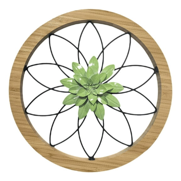 Rustic Round Wall Art, Farmhouse Decor with Handcrafted Look Wood & Galvanized Metal, for Modern Farmhouse Living Room, Kitchen, Bedroom