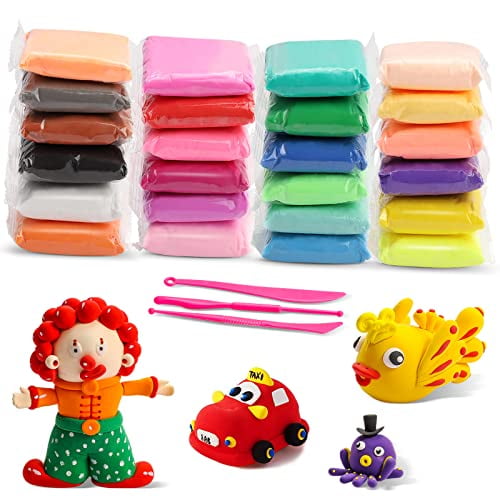 CiaraQ Modeling Clay Kit 24 Colors Air Dry Ultra Light Magic Foam Safe & NonToxic Clay Gift for