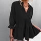thumbnail image 2 of Blusa cómoda de manga tres cuartos con cuello en V para mujer Fridja  czfsfas1263, 2 of 9