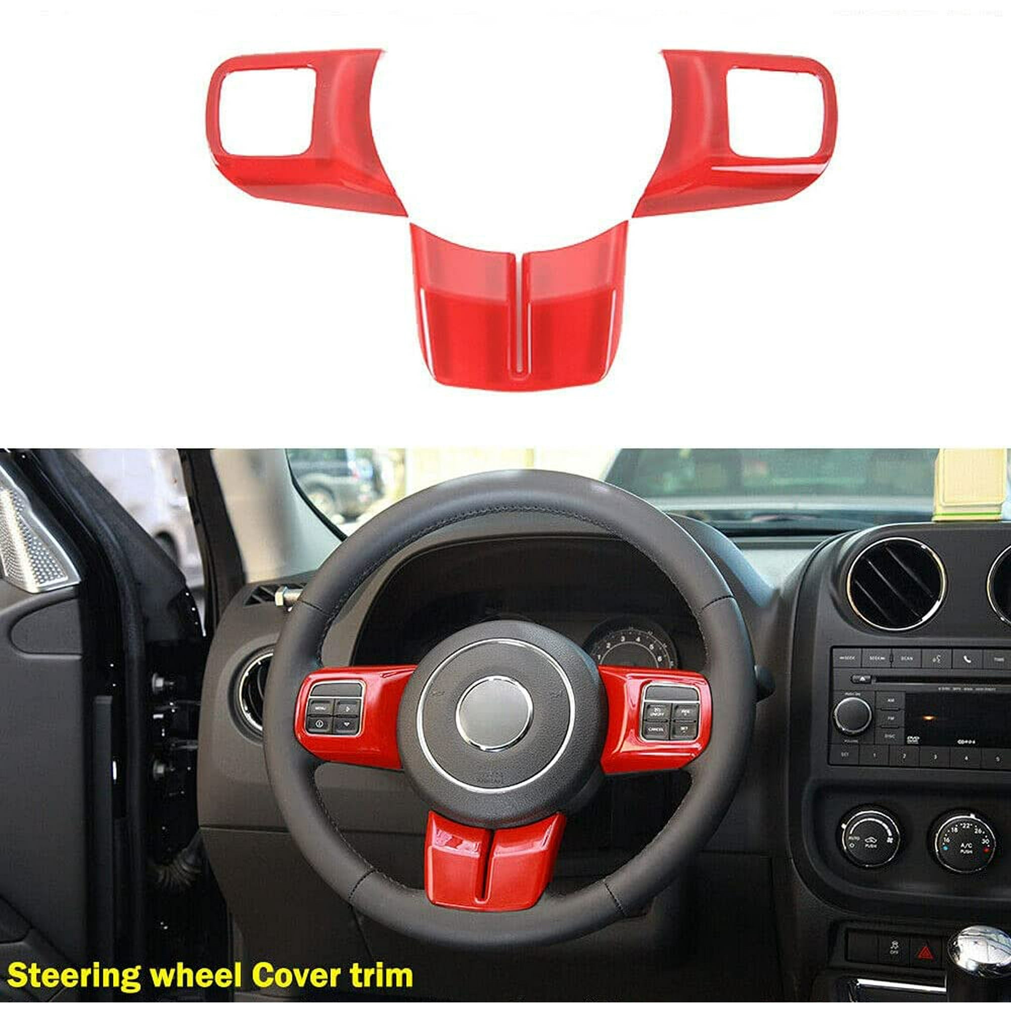 Car Steering Wheel Trim Cover Auto Interior Decoration Accessories for Jeep  Wrangler Compass Grand Cherokee 3 PCS Red | Walmart Canada