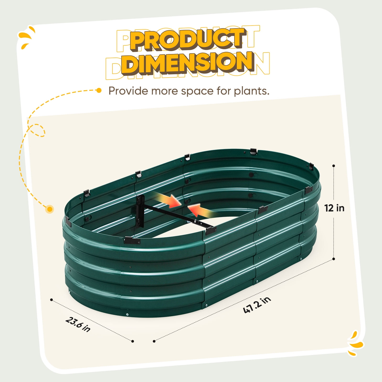 KING BIRD Screwless 4x2x1 ft Raised Garden Bed Galvanized Steel Planter Garden Box for Outdoor Gardening Vegetables Flowers Dark Green