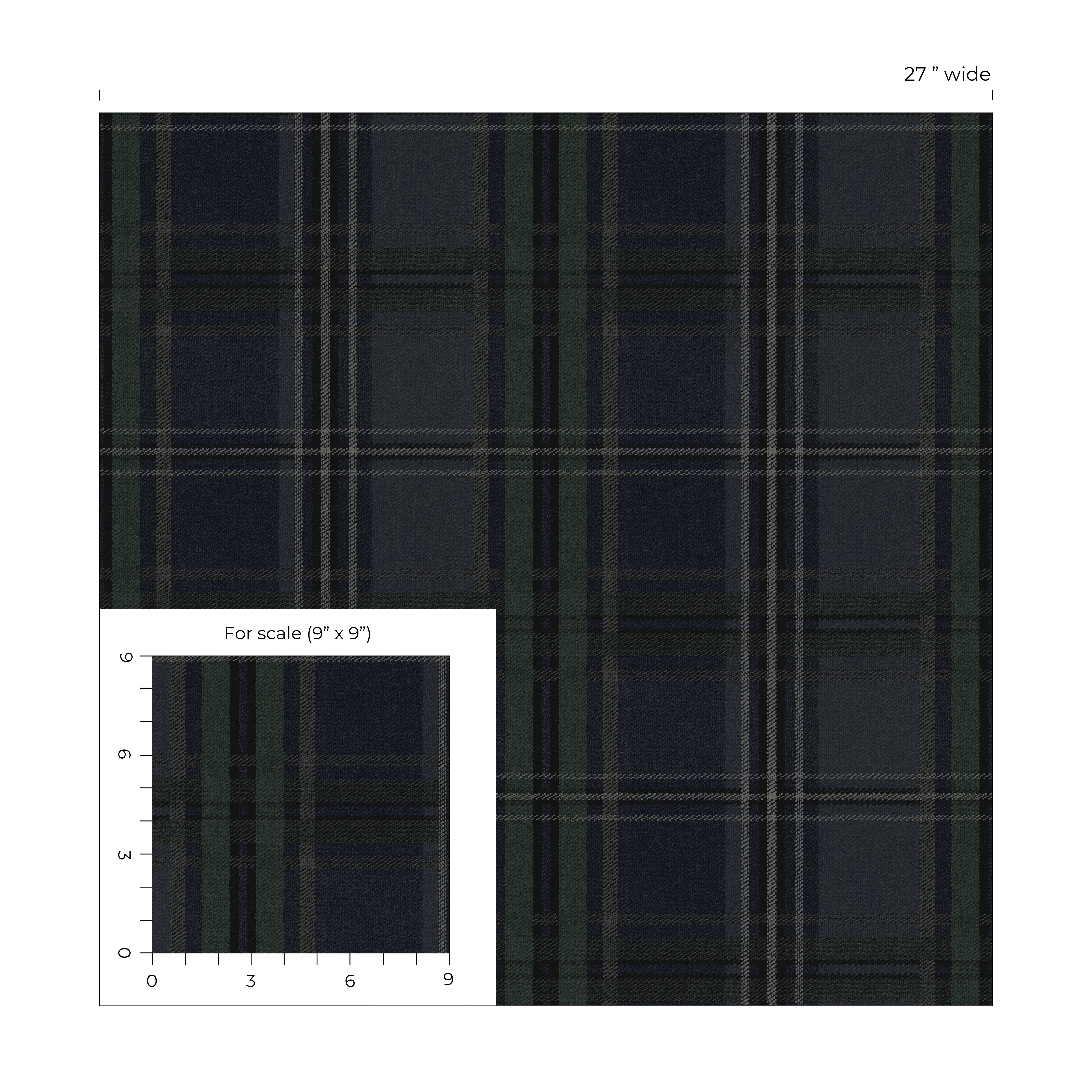 NextWall Deep Blue Classic Plaid Peel and Stick Wallpaper