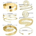 thumbnail image 2 of Elegant Metal Arm Bracelet Set for Women - European Leaf and Geometric Spiral Design Adjustable Fashion Accessories for Every Occasion, 2 of 8