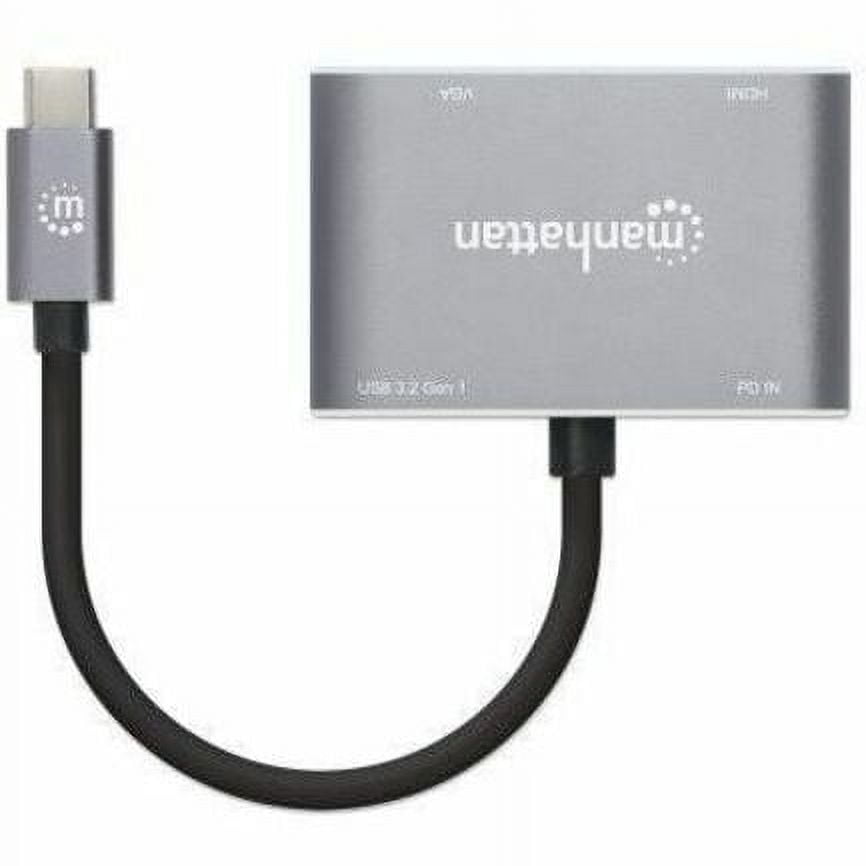 Manhattan USB-C to HDMI & VGA 4-in-1 Docking Converter with Power Delivery