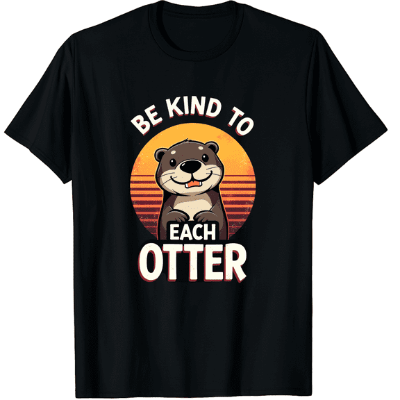 Be Kind to Each Otter Funny Cute Graphic Black T-Shirt for Men and Women