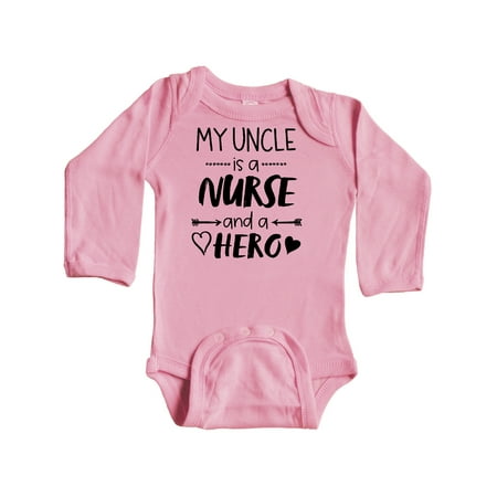 

Inktastic My Uncle is a Nurse and a Hero Gift Baby Boy or Baby Girl Long Sleeve Bodysuit