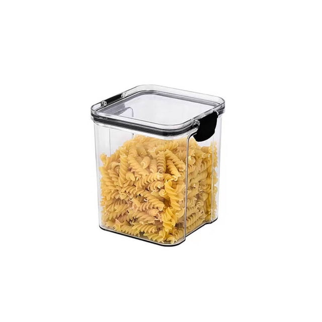 Food Storage Containers, Staron 2026 Airtight Stackable Kitchen Jars, Transparent Plastic Dry Food Storage Container Set with Buckle Lids, Black
