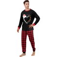 thumbnail image 3 of Matching Family Christmas Pajamas Holiday Christmas Print Tops and Plaid Pants Pjs Soft Sleepwear Loungewear, 3 of 6