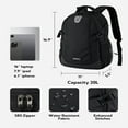 thumbnail image 5 of WATERFLY Unisex Student 20L Small Casual Travel Hiking Nylon Backpacks Daypack,Black, 5 of 7