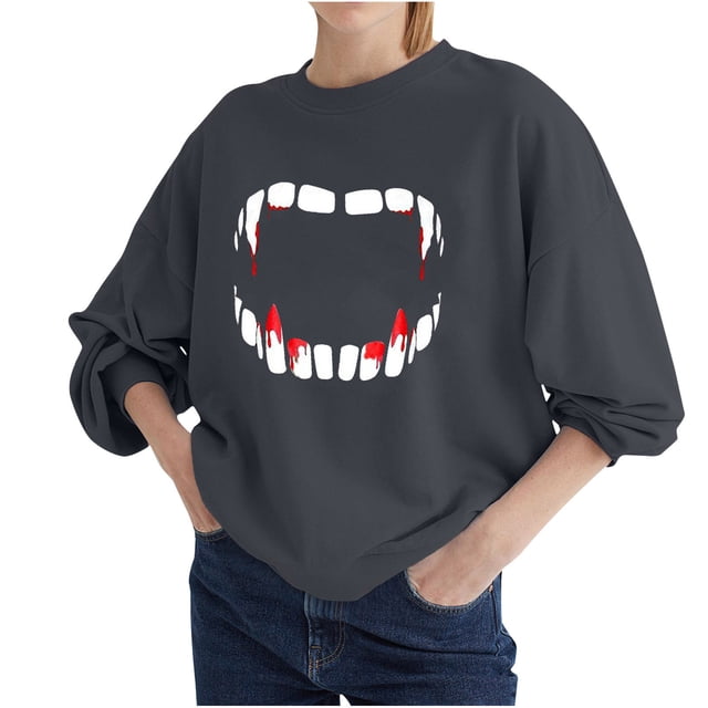 Blusa de manga larga suelta con estampado de moda para mujer, blusas informales con cuello redondo, sudaderas con capucha Fridja bvmnju1252
