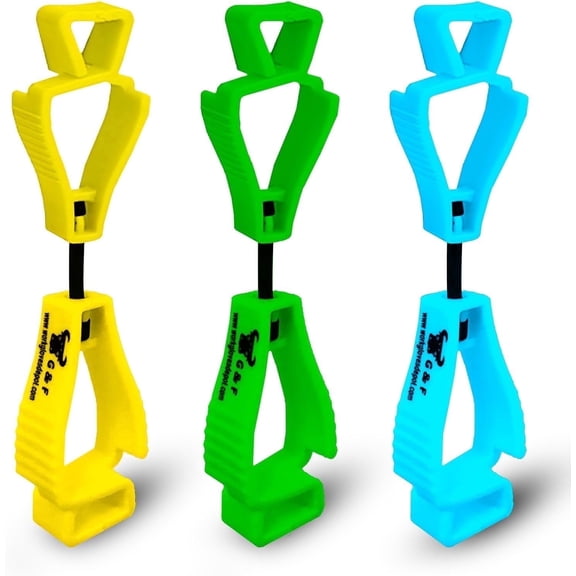 G & F Products Heavy-Duty Glove Clips, 360° Rotating, Spring-Loaded Fastener for Work Belts & Gear, 3 pack