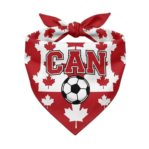 Pet Bandana, Canada Soccer Flag Pattern Large Size, 27.6 Inch x 11.8 Inch Single Pack, Adjustable Triangle Bib Scarf for Dogs Cats Puppy Pet Sports Themed Party Costume Accessory