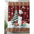 thumbnail image 2 of Red Plaid Christmas Shower Curtain Set, Waterproof Shower Curtains for Bathroom, Snowman Xmas Tree Snowflake Gifts Winter Washable Fabric Cloth Bath Curtain for Bathtub with Hooks 60x72 Inches, 2 of 6