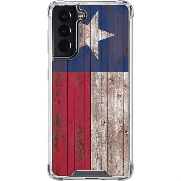 Skinit Countries of the World Texas Flag Dark Wood Galaxy S22 Clear Case