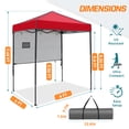 thumbnail image 4 of COOS BAY 6'x4' Instant Pop Up Canopy Tent with Adjustable Sun Wall, Lightweight Compact Portable Canopy with Carry Bag, Red, 4 of 8