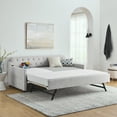 thumbnail image 3 of Llinc Store Twin Size Upholstery DayBed with Charging Port, with Twin Size Erectable Trundle Design, Linen Beige, 3 of 9