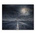 thumbnail image 3 of Designart 'Cloudy Full Moon Over Asphalt Road I' Nautical & Coastal Print on Natural Pine Wood, 3 of 5