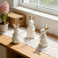 thumbnail image 4 of THHEIC Spring Easter Bunny Figurine, White Ceramic Rabbit Statue 7.2 Inches Tall, Table Centerpiece for Mantel, Shelf, and Home Easter Holiday Decor, 4 of 4