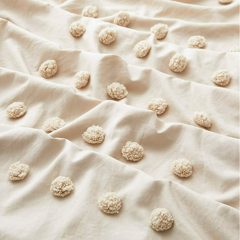 Maple&Stone Queen Duvet Cover Set, 3 Pieces Textured Tufted Boho Bedding  Sets Zipper Closure Design with Ties, 1 Duvet Cover + 2 Pillow Shams