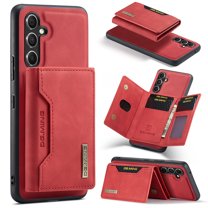 SaniMore Case for Samsung Galaxy A54 5G 6.4" 2023, Retro PU Leather Case Soft TPU Inner Detachable Magnetic Folding Card Pocket Flip Kickstand Anti-drop Shockproof Protectiive Cover, Red