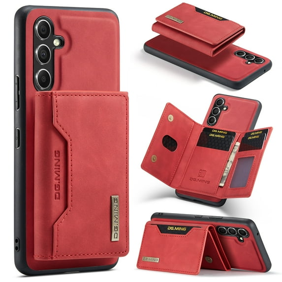 Feishell Case for Samsung Galaxy A54 5G,Premium PU Leather Magnetic Detachable 2-In-1 Card Pocket Back Flip ID Credit Card Slots Kickstand Shockproof Business Slim Phone Case,Red