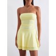 thumbnail image 4 of Elippeo Womens Strapless Beach Dress Solid Color Backless Ruced Slim A-Line Dress for Party, 4 of 10