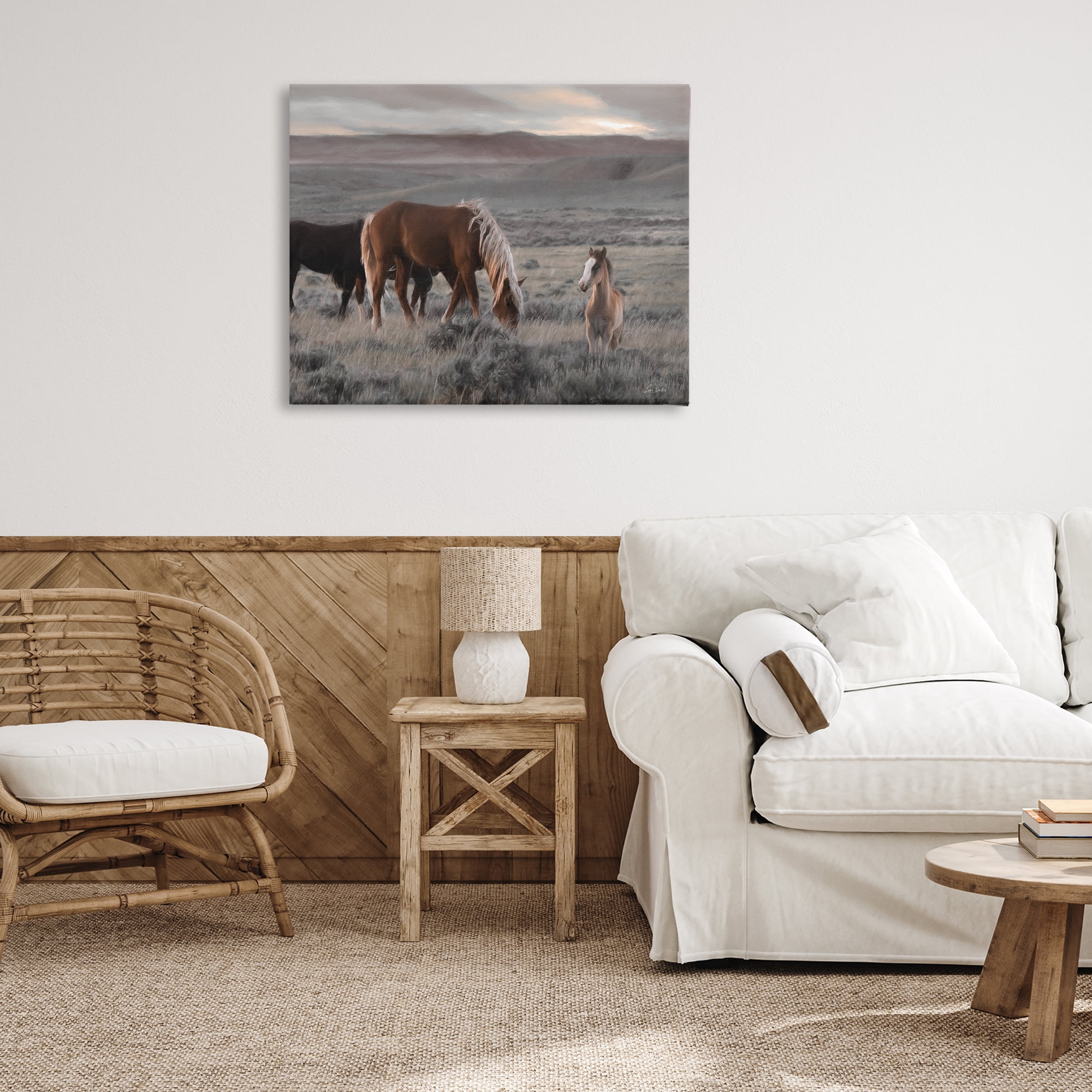 Stupell Industries Country Horses in Valley Animals Photography Wrapped Canvas Art Print Wall Art, 40 x 30