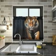 thumbnail image 6 of GZHJMY Tiger Half Window Tier Curtains 24 Inch Blackout Thermal Insulating Kitchen Linen Tier Curtains for Kitchen,Bathroom,Cafe, 6 of 7