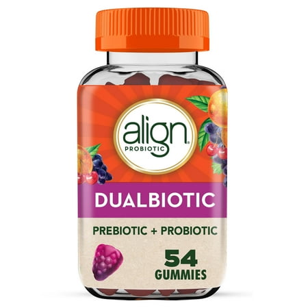 Align Probiotic DualBiotic Gummies, Daily Prebiotic + Probiotic Supplement, 54 Count