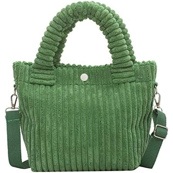 Kukuzhu Corduroy Small Tote Bag Y2k Mini Crossbody Bag for Women Fuzzy Bucket Handbag Winter Fashion Hobo Shoulder Bag