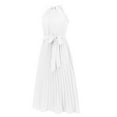 thumbnail image 2 of Birdeem Robe d'Été Décontractée pour Femme à Col Licou Sans Manches avec Ceinture, Évasée Plissée, Robes de Plage, 2 of 6