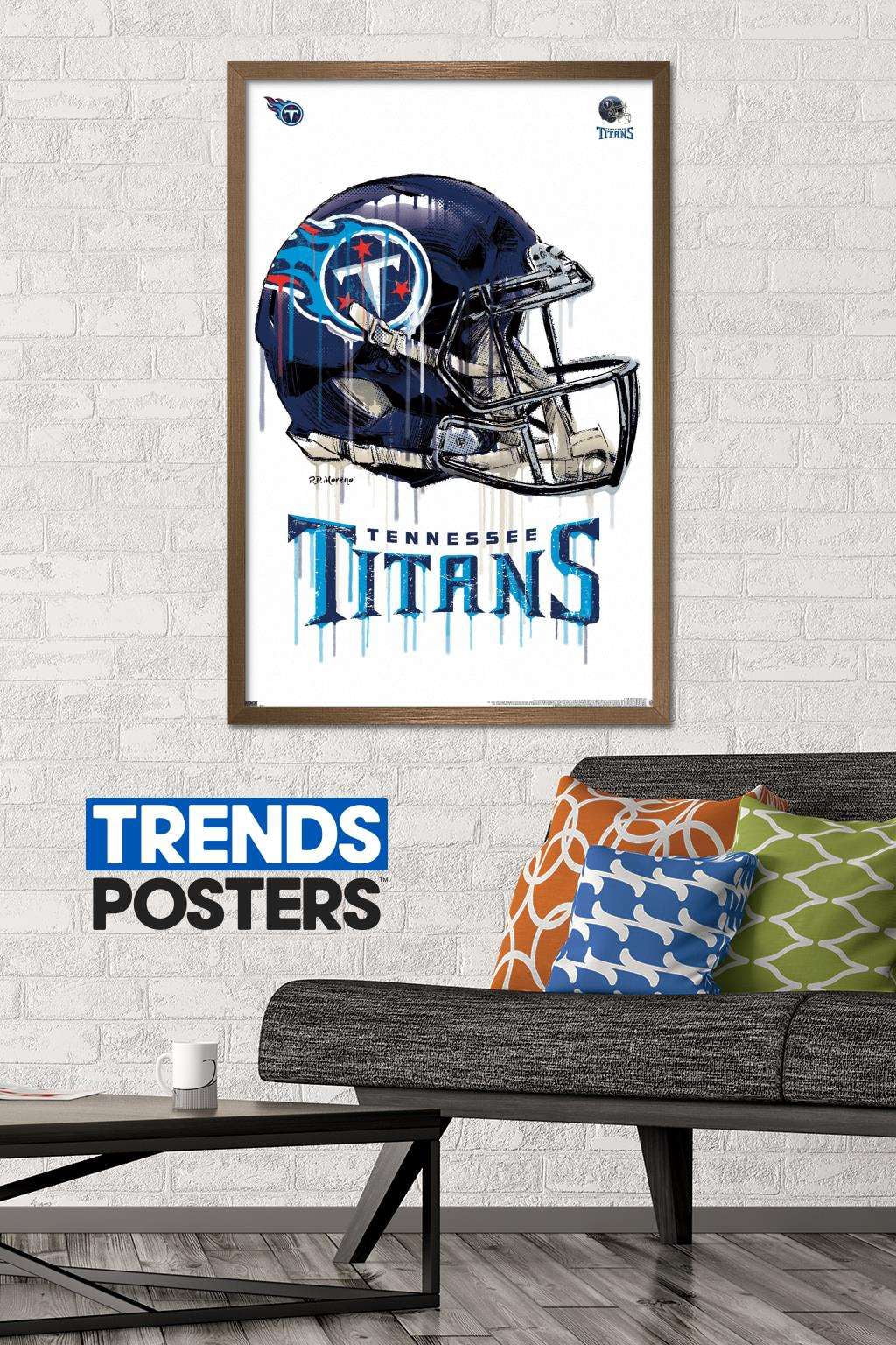 NFL Tennessee Titans - Drip Helmet 20 Wall Poster, 22.375" x 34", Framed