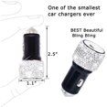 thumbnail image 3 of Dual USB Car Charger Bling Bling Handmade Rhinestones Crystal Car Decorations for Fast Charging Car Decors for iPhone, iPad Pro/Air 2/Mini, Samsung Galaxy Note 9 8 S9 S9+ LG Nexus HTC etc(White), 3 of 7