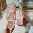 thumbnail image 2 of Seffadzy Women Rhinestone Mesh Summer Mary Jane Ballet Flats, Breathable Crystal Embellished Slip-On Shoes with Adjustable Strap Pink 39, 2 of 7