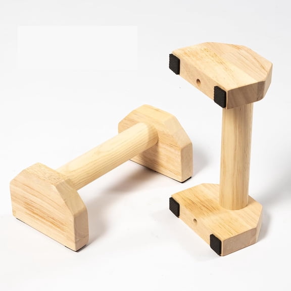 Rexfannbs 2pcs wooden Parallettes Push Up Bar, Calisthenics Equipment for Home Gym with Non-Slip Base, Oak Wood Parallel Bar