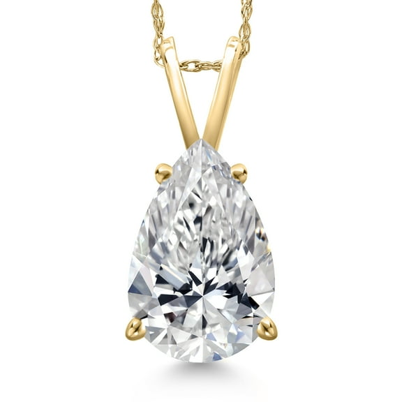Gem Stone King 5.00 Ct IGI Certified Lab Grown Diamond Pendant Necklace for Women in 10K Yellow Gold | Pear Shape | E-F Color | VS1-VS2 Clarity | With 18 inch Gold Chain